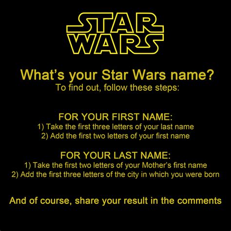 Back In The Awesome Days Whats Your Star Wars Name