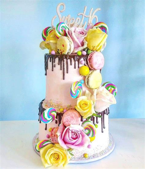Customized and midnight birthday cake delivery at your doorstep. Sweet 16 candy and fresh roses drip cake | Sweet 16 candy, Sweet 16 birthday cake, Drip cakes