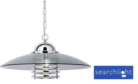 Searchlight 1 Light Pendant Ceiling Light With Smoked Glass Shade
