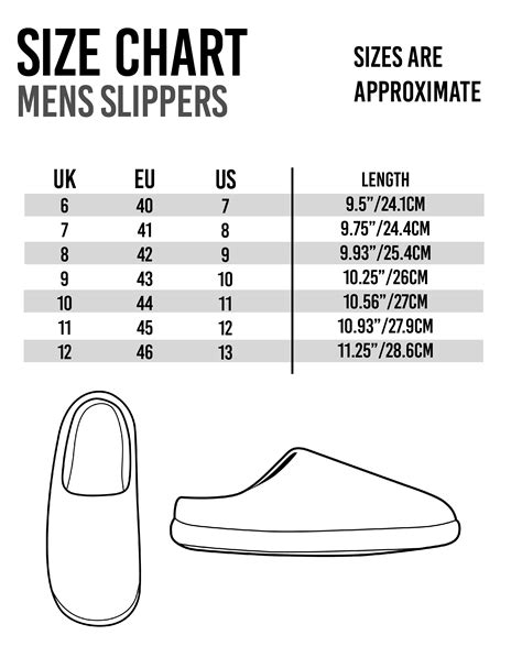Slipper Size Chart Small Medium Large