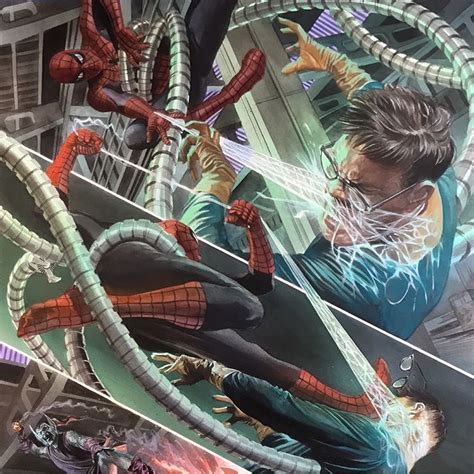 Spider Man Vs Doc Ock By Alex Ross Spiderman Droctupus Marvel Art Artist Marvel