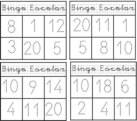 Prim Erizos Bingo Matemático Números Del 1 Al 20