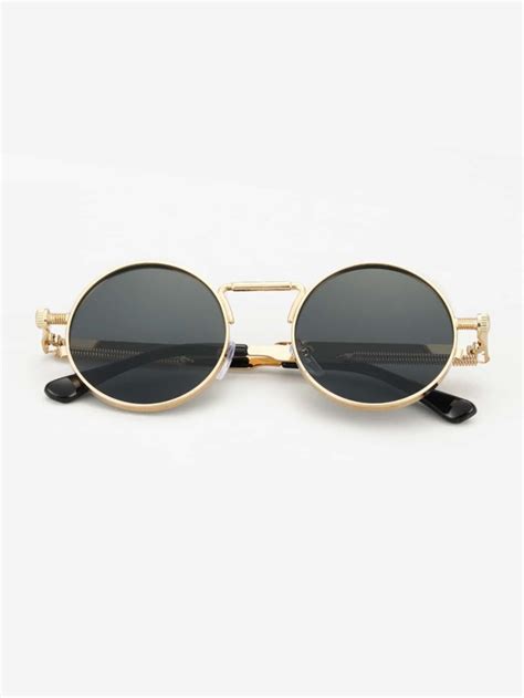 1pair Mens Round Frame Fashion Sunglasses Shein Usa