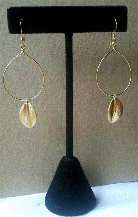 S Dot Jewelry Gold Teardrops With Gold Leaves Dangling Earrings