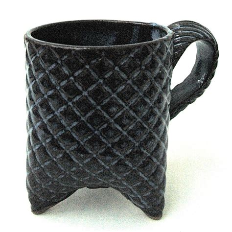 Dark Blue Textured Plaid Handmade Ceramic Pottery Coffee Mug Etsy