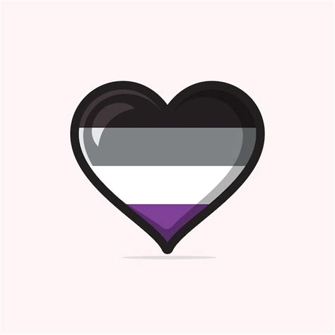 Bandera asexual en la ilustración de vector de forma de corazón Vector Premium