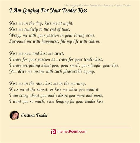 I Am Longing For Your Tender Kiss Poem By Cristina Teodor
