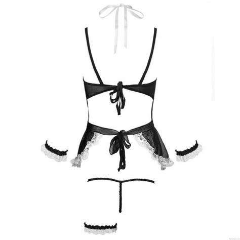 sexy lace maid uniform cosplay deep v lace maid costumes women s