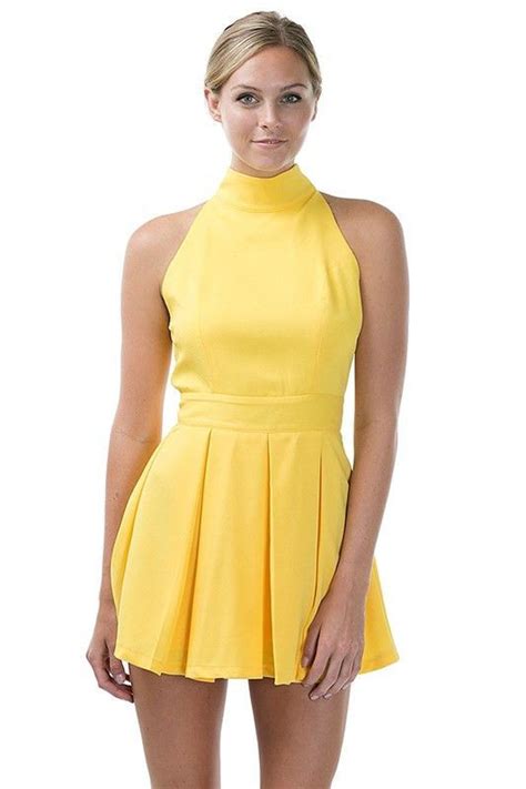 Download Mock Neck Open Back Skater Dress | Vestidos
