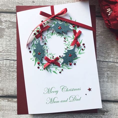 See more ideas about christmas cards, homemade christmas cards, xmas cards. Handmade Christmas Card 'Holly Wreath' - Handmade Cards -Pink & Posh