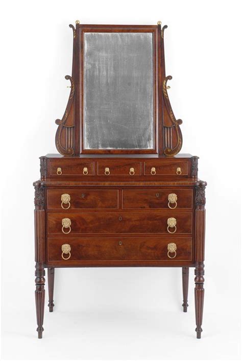 Antique Appleton Sheraton Mirror Back Bureau American Furniture
