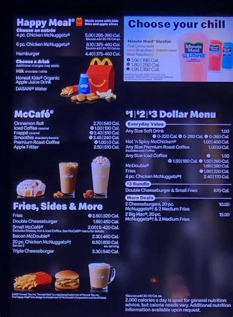 mcdonald s menu prices slc menu