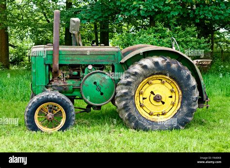 A Vintage John Deere Tractor On Public Display At The Vintage Nostalgia