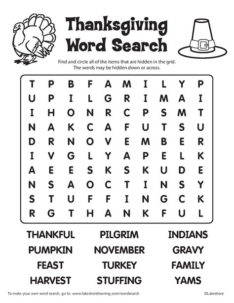 Free Thanksgiving Word Search Printables