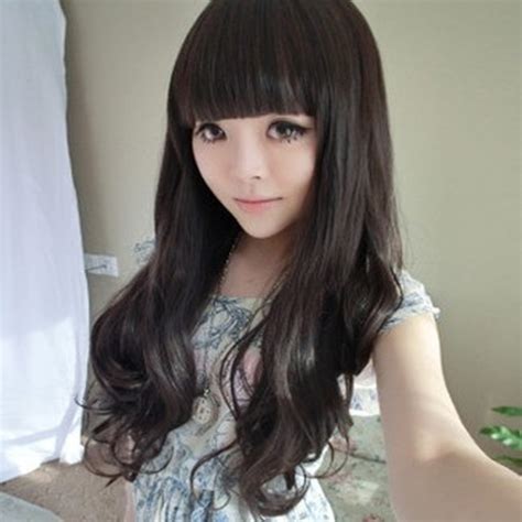Wholesale Non Mainstream Wig Long Curly Hair Fluffy Neat Bangs Wig Wavy