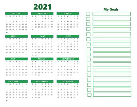Free Printable Year At A Glance Calendar 2021 Calendarkart At A