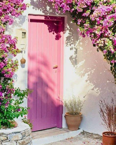 Pink Door Pink Flowers Pic Picture Photo Photograph Color Pink