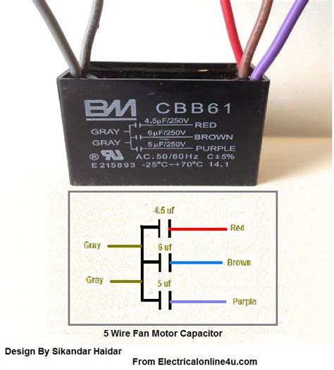 5 Wire Ceiling Fan Capacitor Wiring Diagram Electrical Online 4u