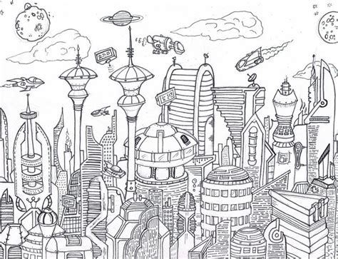 Futurecityskylinebywforwumbo D4jtqlo 900×691 City Drawing