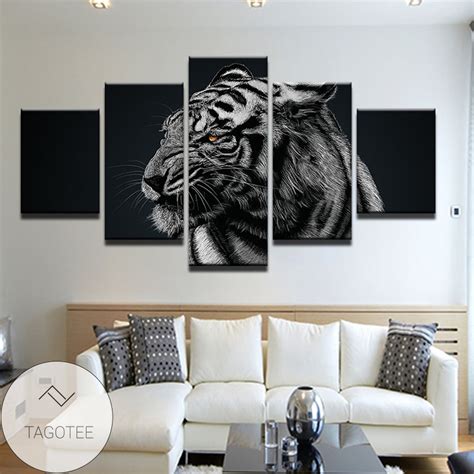 White Tiger Five Panel Canvas 5 Piece Wall Art Set Tagotee