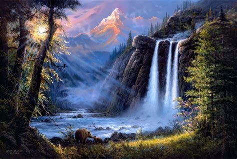 Most Beautiful Waterfalls Painting In Oils Photography Painting