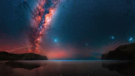 2560x1440 Milky Way Rises At A Remote Bay Near Christchurch 4k 1440p
