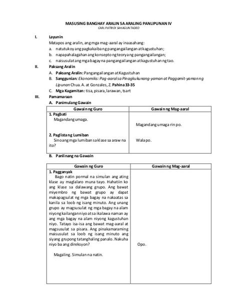 Sample Cot Lesson Plan Sa Araling Panlipunan Melc Based