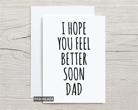 Get Well Soon Card For Dad Get Well Cards Novelty Greeting Etsy
