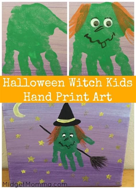 Halloween Witch Kids Hand Print Art Memory Craft