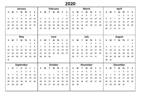 Printable Months Of The Year 2020 Example Calendar Printable