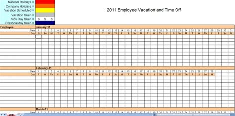 employee vacation calendar vacation calendar