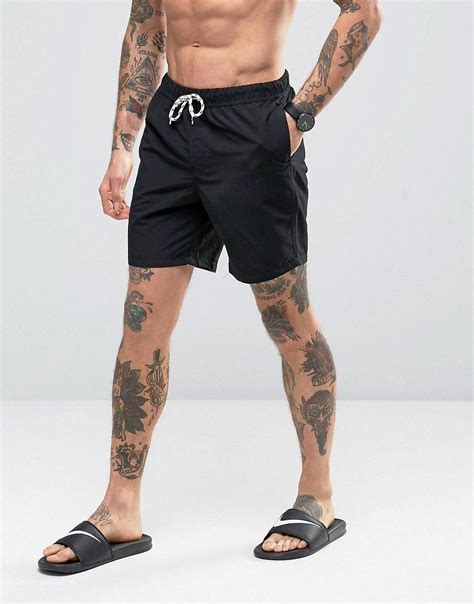 Asos Swim Shorts In Black Mid Length Black Leg Sleeve Tattoo Leg Tattoo Men Arm Tattoos For