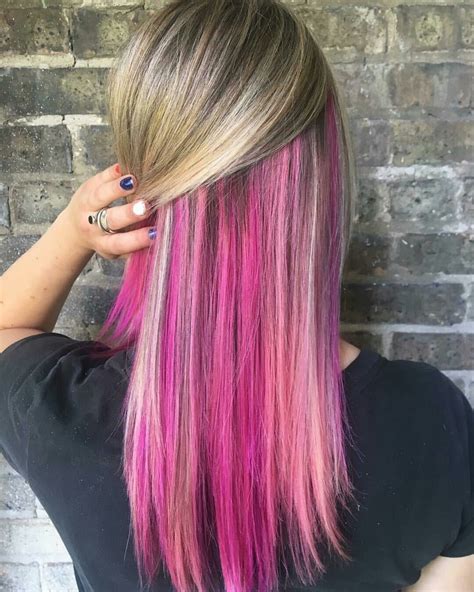 αυυυвreyтαтe ☾♡ Pink Blonde Hair Pink Underneath Hair Hidden Hair