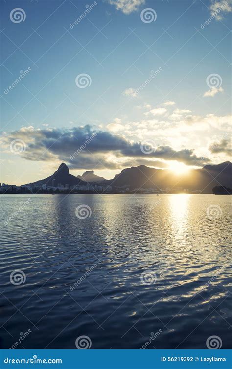 Lagoa Rio De Janeiro Brazil Sunset Skyline Stock Photo Image Of Lagoa