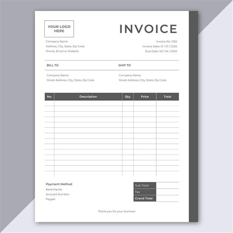 Invoice Template Photography Invoice Editable Invoice Printable Invoice