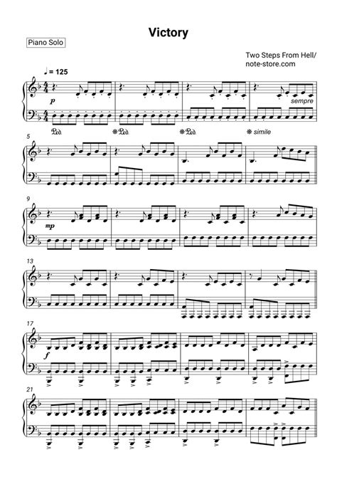 Two Steps From Hell Victory Sheet Music For Piano Download Piano
