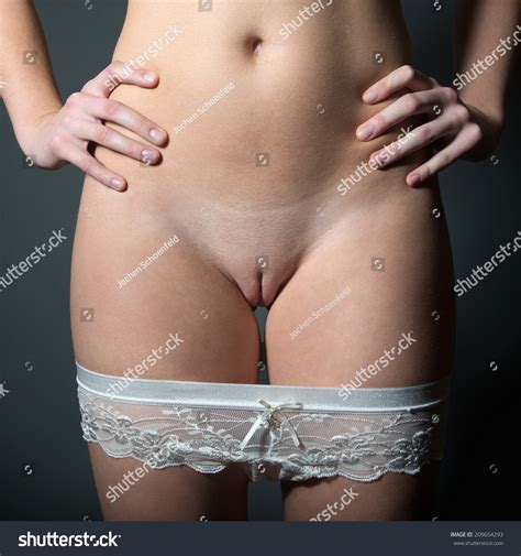 Closeup Beautiful Nude Woman Front Dark Stock Photo