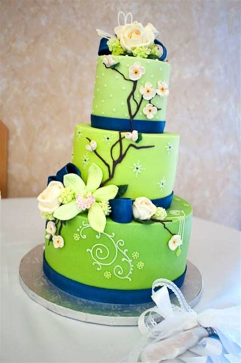 Royal Blue And Green Wedding Cakes Lime Green Weddings Wedding Cakes