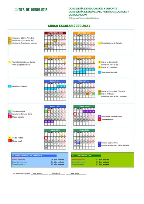 Calendario Escolar 2021 2022 Andalucia Calendario Escolar 2020 2021