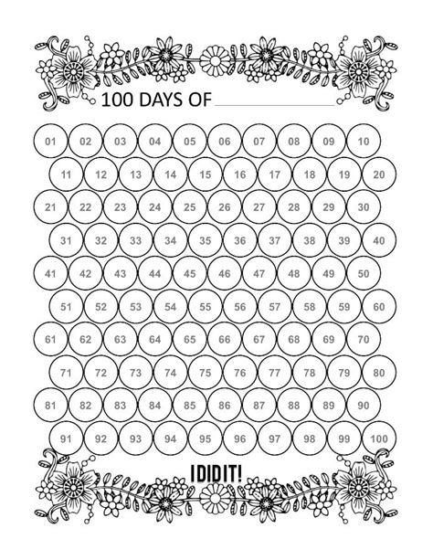 Paper And Party Supplies Paper Printable 100 Day Habit Tracker Calendars