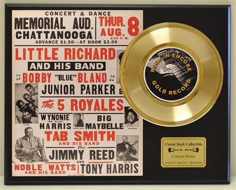 Little Richard Ltd Edition Concert Poster Series 45 Gold Record Display