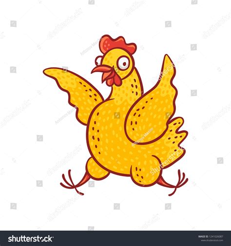Vector Illustration Funny Cartoon Chicken Jumping Stock Vector Royalty