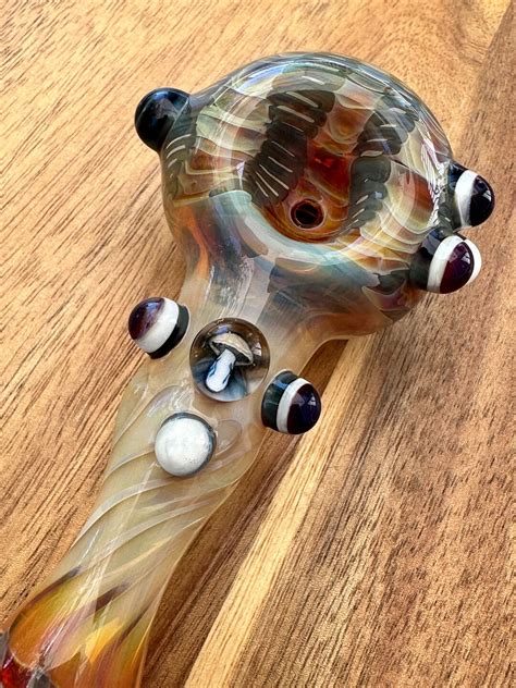 Mushroom Glass Pipes Mushy Millie With Purple And White Highlights