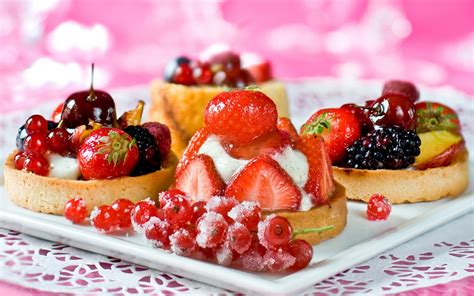 Sweets Dessert Pastry Fruit Strawberry Cherry Berry Wallpaper