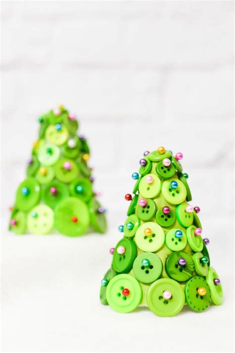 Diy Button Christmas Trees Hey Lets Make Stuff