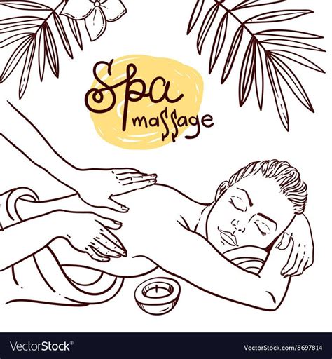 Beautiful Vector Hand Drawn Illustration Massage Spa Woman Gets Relax Spa Massage Download A