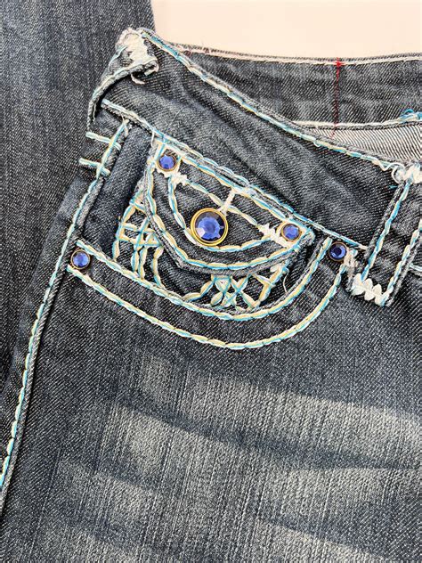 True Religion Womens Jeans Joey Super T Blue Stitching 28 X 33 Straight