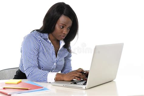 Attractive And Efficient Black Ethnicity Woman Sitting At
