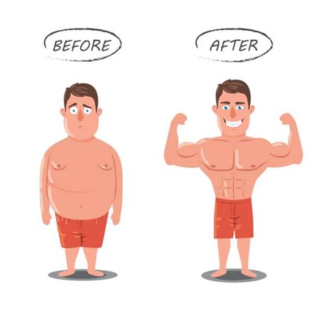 Weight Loss Transformation Illustrations Royalty Free Vector Graphics