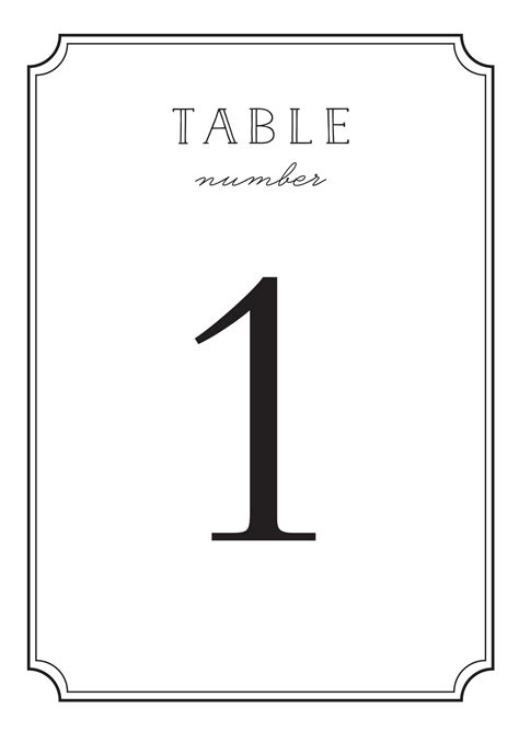 Table Number Free Printable